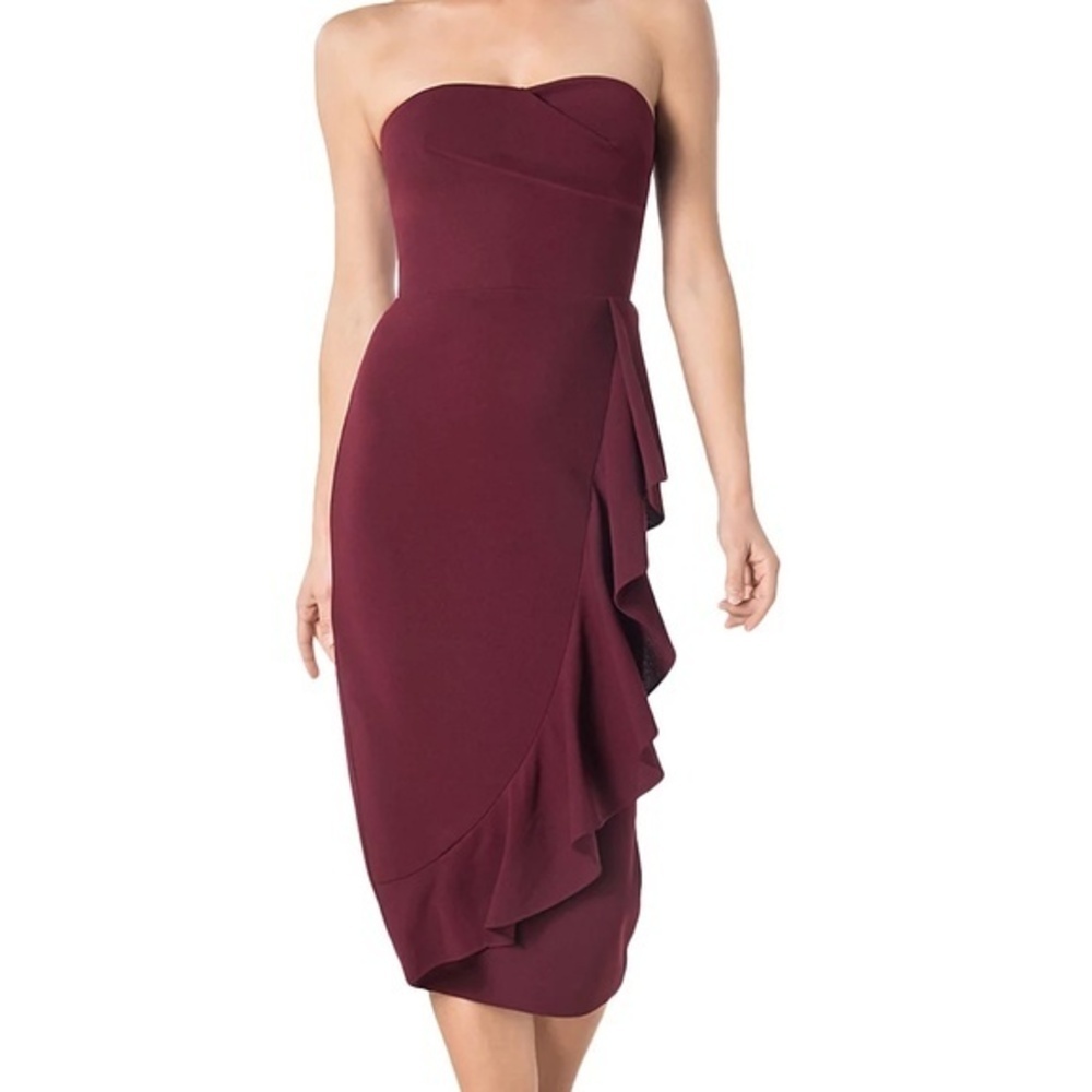 Dress the Population. Liv Strapless Ruffle Dress.